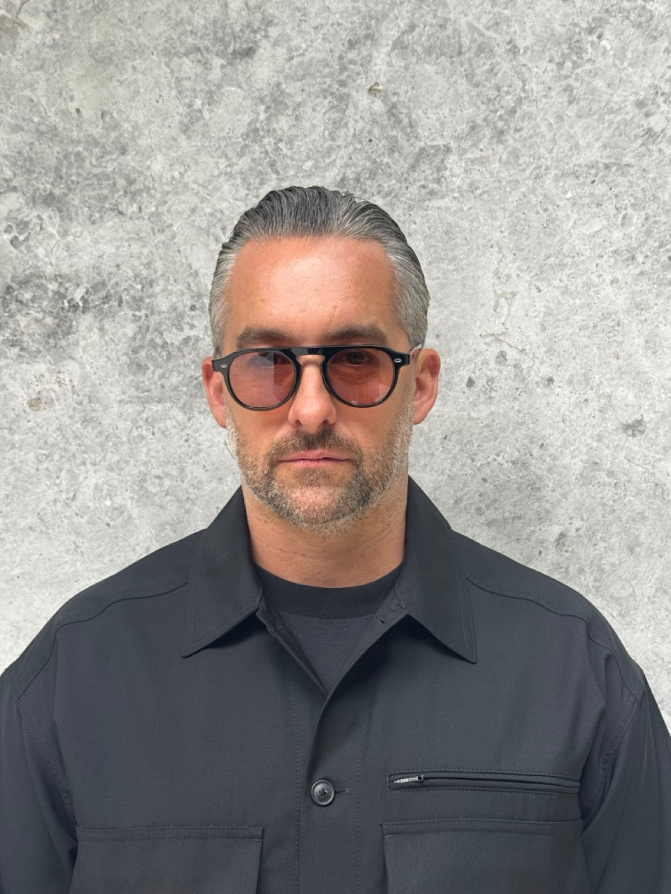 Garrett Leight Harding 2006 BK/SFPRDW Black Semi Flat Rosewood