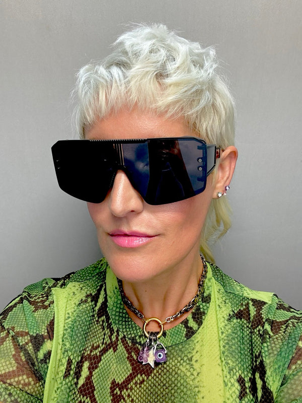 サングラス BALMAIN SS25 Unisex SUNGLASSES (BPS-146B-147 146B BLACK) Balmain Le Masque BPS 146B Black Black sunglasses - Sunglass Bar