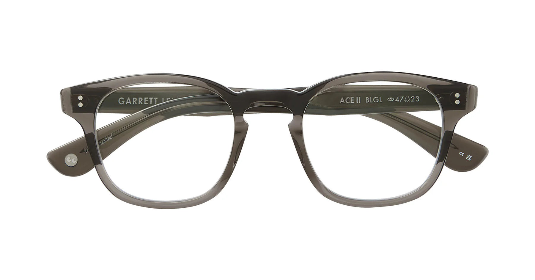 Garrett Leight Ace II 1147 47 Black Glass Optical